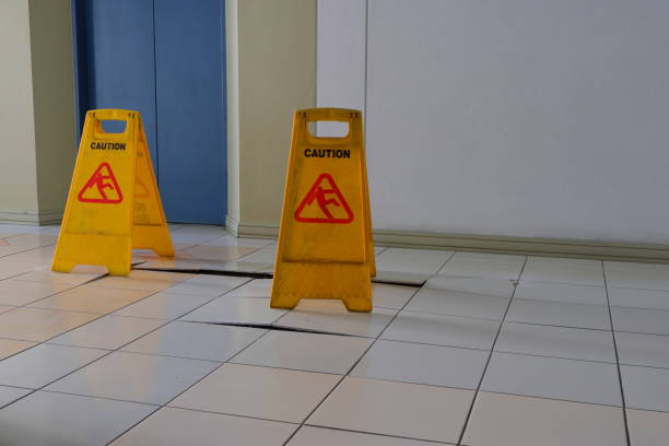 istock Beware of buckled tiles 1193638704