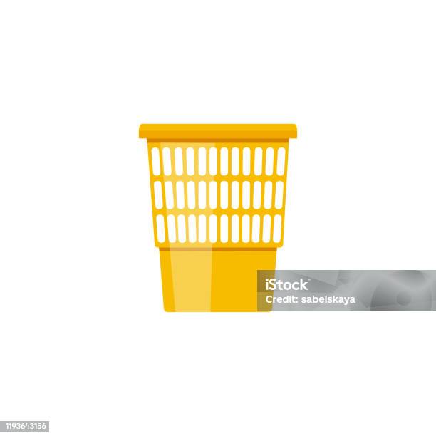 Empty Garbage Container Cartoon Empty Plastic Yellow Garbage Bin With Holes Flat Cartoon Trash Can ...