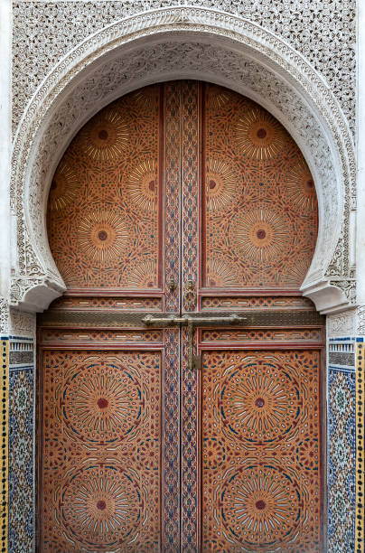 istock Old wooden doors in traditional Moroccan style. 1193650603