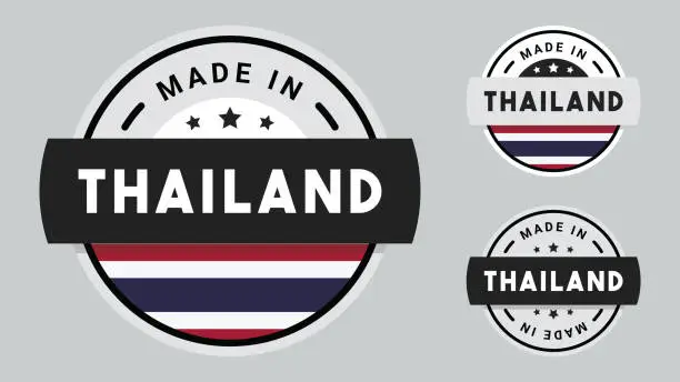 Vector illustration of Made in Thailand collection with Thailand flag symbol.