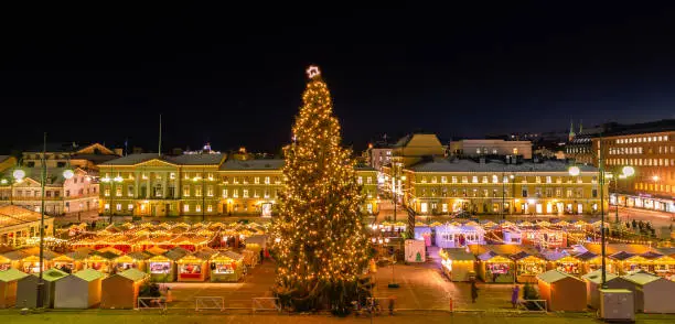 Photo of Christmas Market On Senate Square in helsinki finland.