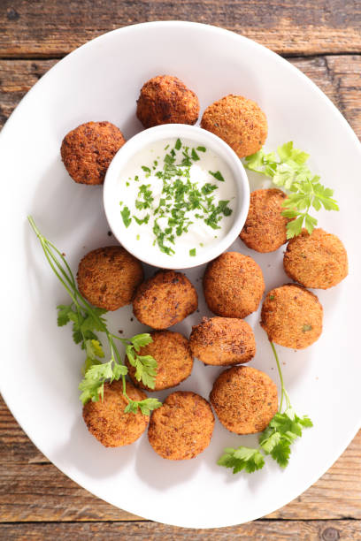 istock falafel with dipping sauce and herb 1193672514