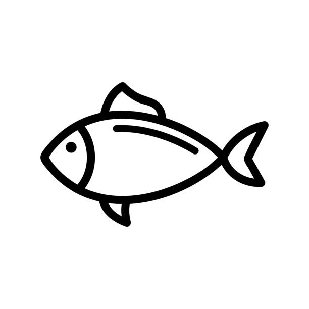 illustrations, cliparts, dessins animés et icônes de vecteur d'icône de thon de poisson. illustration d'illustration isolée de symbole de contour - poisson