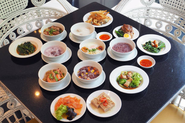 istock Plates of side dish recommended eat with soft boiled rice. 1193677596