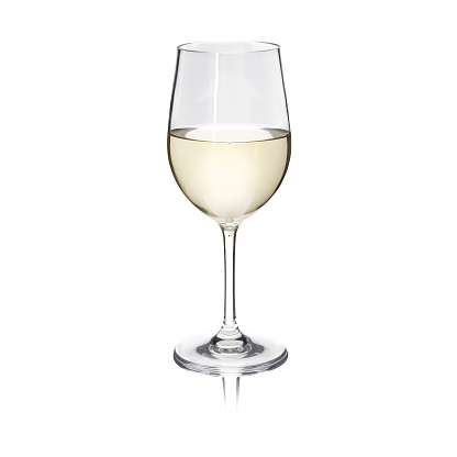 Glass of french white wine isolated on white background.