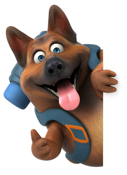istock Fun backpacker german shepherd dog cartoon character 1193681675