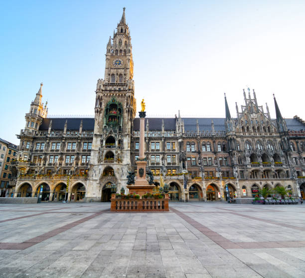 Marienplatz in Munich, Germany New Town Hall and St. Mary's Column at the Marienplatz in Munich, Bavaria, Germany. Composite photo marienplatz photos stock pictures, royalty-free photos & images