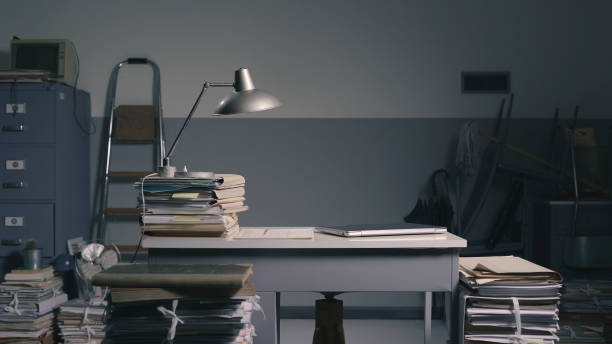 istock Vintage style office with lots of paperwork 1193684671