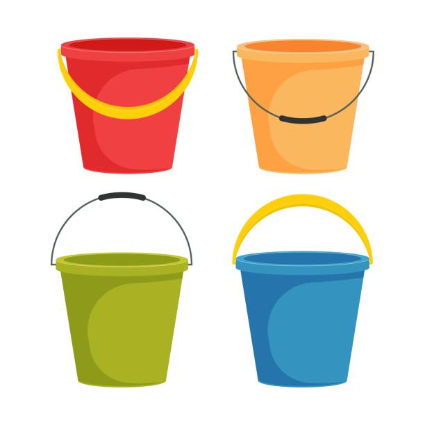 Bucket vector illustration in flat design  isolated on white background Bucket vector illustration in flat design  isolated on white background bucket stock illustrations