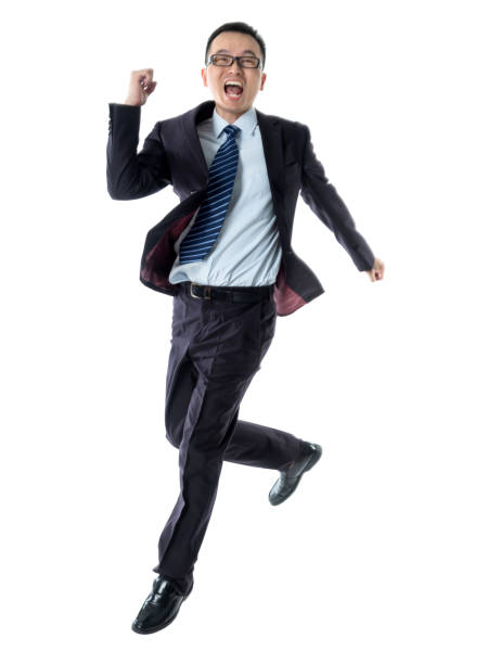 istock Businessman running on white background 1193686403
