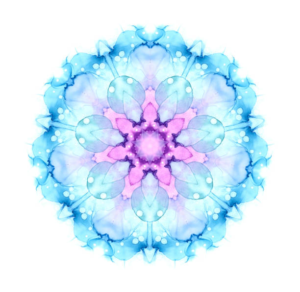 istock Delicate watercolor flower mandala pattern isolated on white background. Kaleidoscope effect. 1193686885