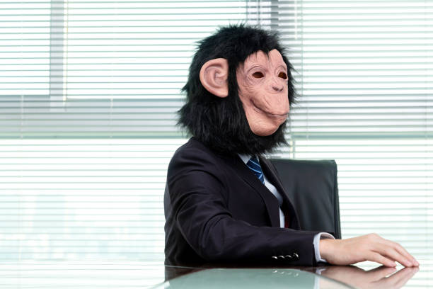 Businessman wearing a mask in office.