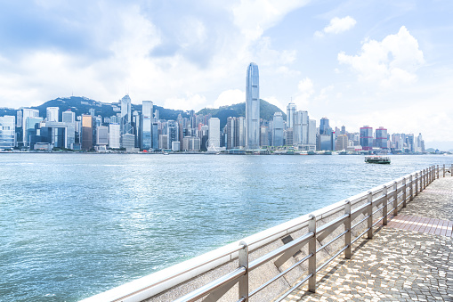 Tsim Sha Tsui promenade near Victoria harbour of Hong Kong.