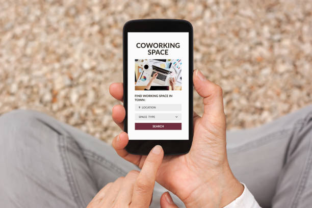 istock Coworking space concept on smartphone 1193694601