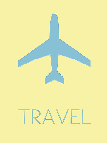 Airplane with text on yellow background.