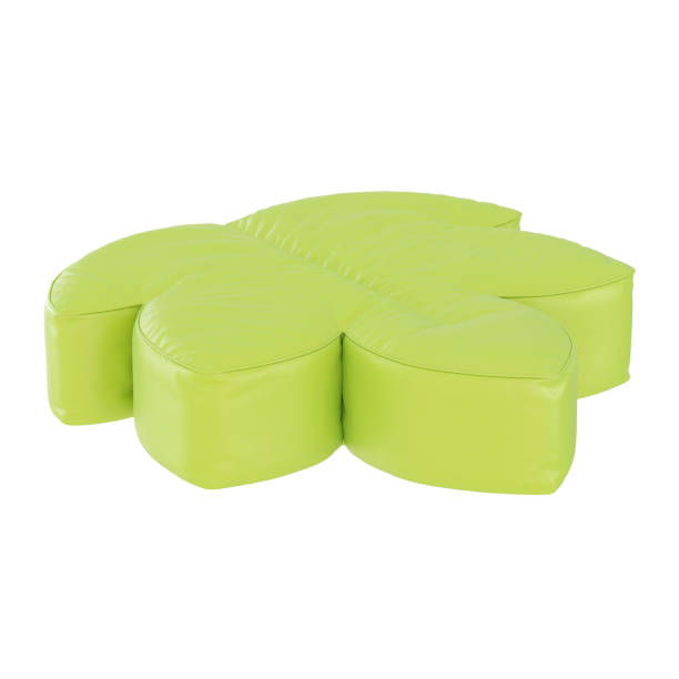 istock Green leather pouf in the shape of a sheet on a white background. 3d rendering 1193697113
