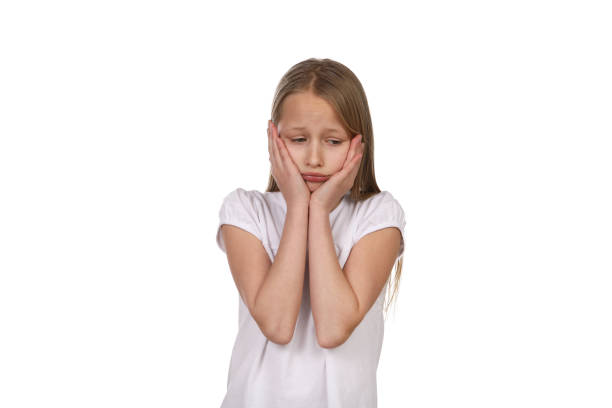 istock Little girl in the studio with negative emotions 1193710535