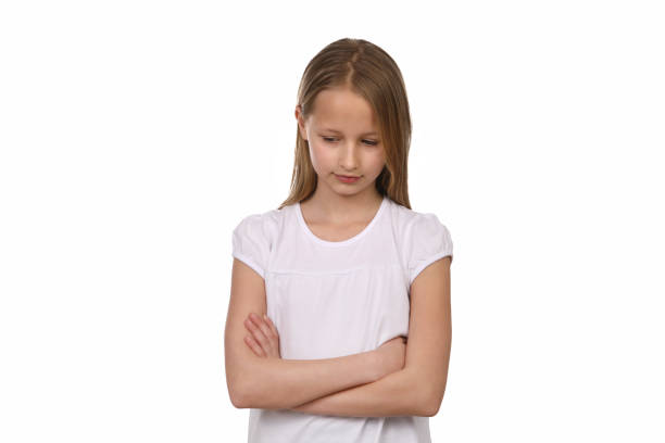 istock Little girl in the studio with negative emotions 1193710751