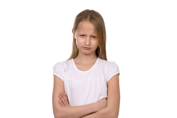 istock Little girl in the studio with negative emotions 1193710757