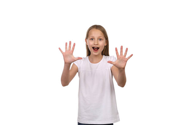 istock Little girl in the studio with negative emotions 1193710807