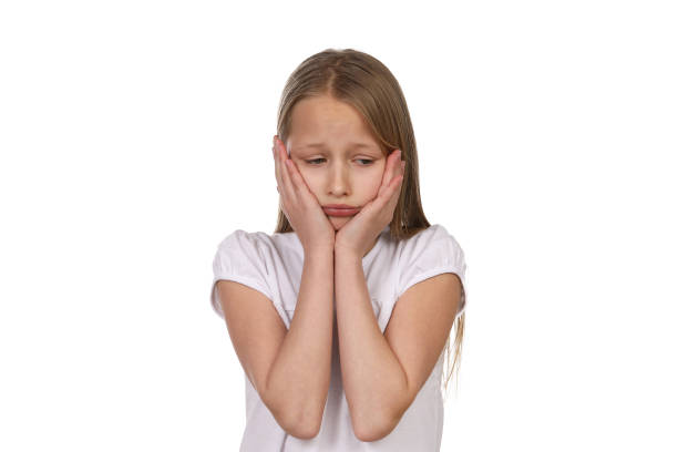 istock Little girl in the studio with negative emotions 1193711343