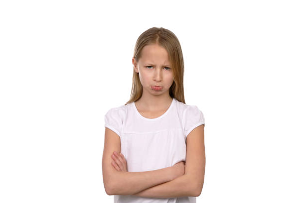 istock Little girl in the studio with negative emotions 1193711379
