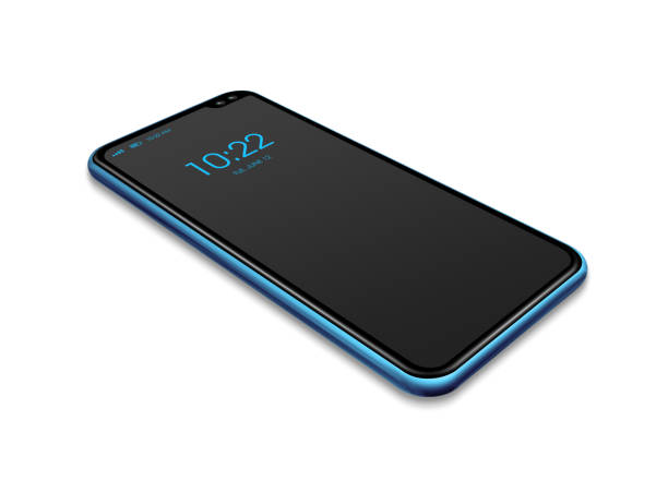 istock All-screen black and blue smartphone mockup isolated on white. 3D render 1193711439