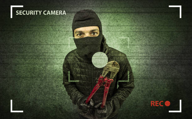 Caught burglar by house camera in action.