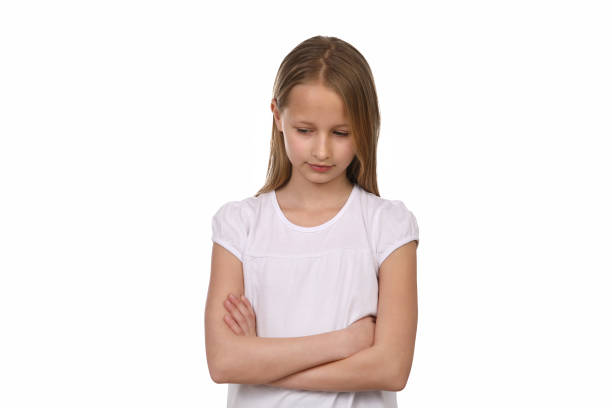 istock Little girl in the studio with negative emotions 1193711809