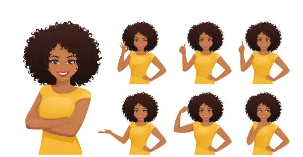 Vector illustration of Woman different gestures