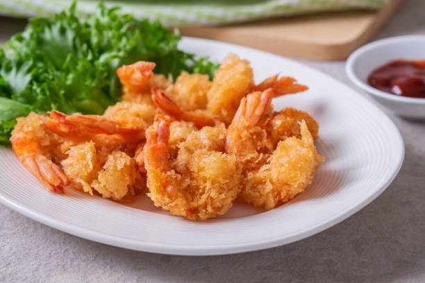 istock Fried shrimp and vegetable on plate 1193712062