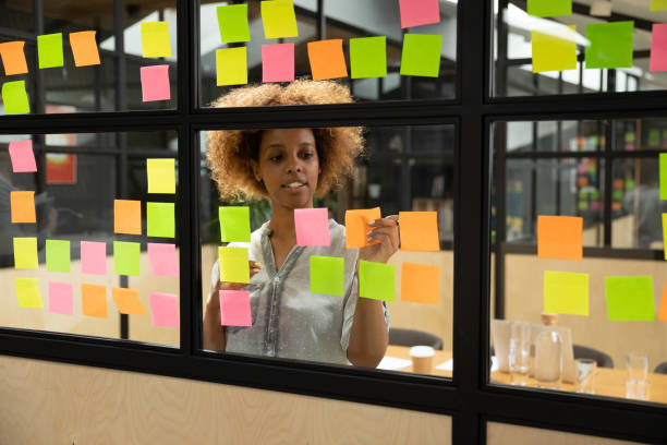 istock African american female manager planning project workflow. 1193713018