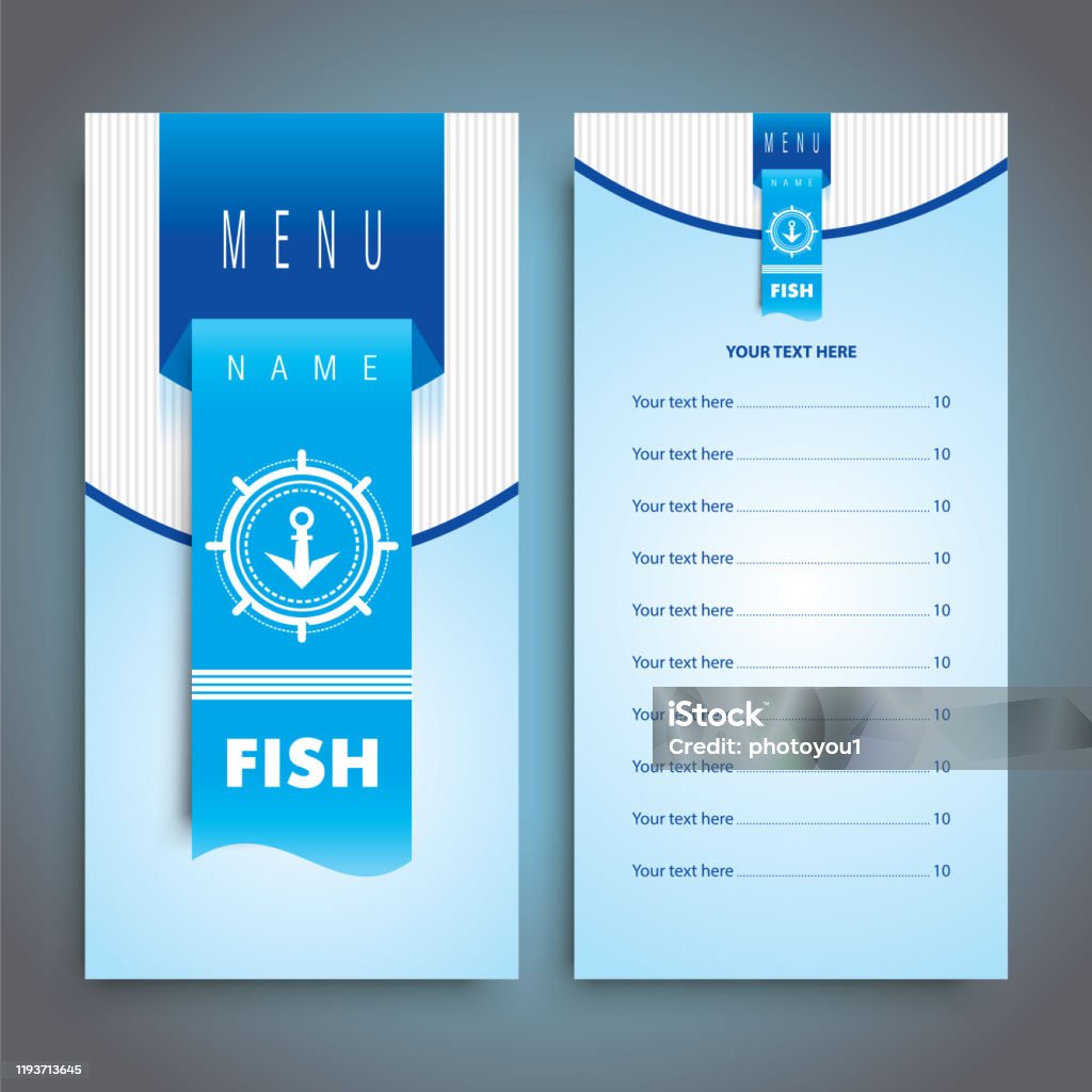 Visual Fish Menu Fish Restaurant Menu Design With Seafood Stock Illustration - Download ...