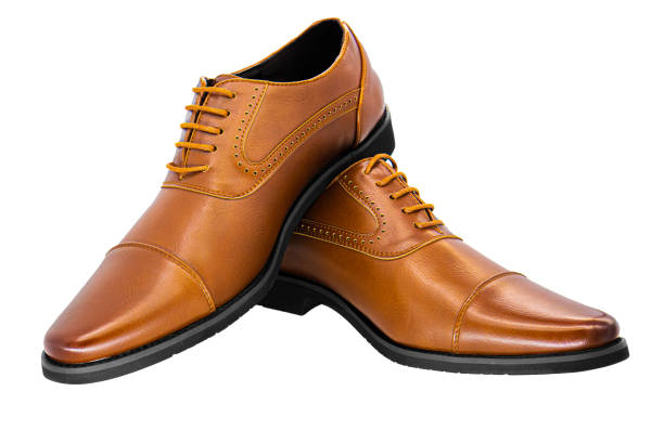istock Brown leather shoes for men isolated on white background. Clipping path 1193716337