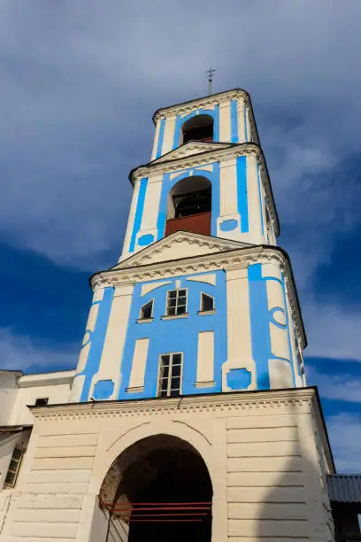Bell tower of Nikitsky Monastery in Pereslavl-Zalessky, Russia. Golden ring of Russia