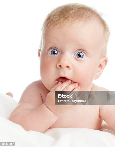 Überrascht Baby Stockfoto und mehr Bilder von Baby - Baby, Überraschung, Blau