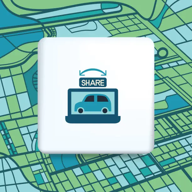 Vector illustration of Ride Sharing Concept Icon On A Map