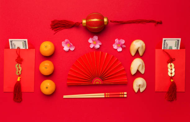 istock Chinese New Year in traditional style on red 1193721543