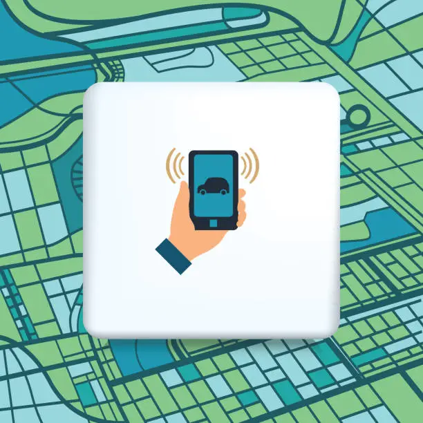 Vector illustration of Ride Sharing Concept Icon On A Map