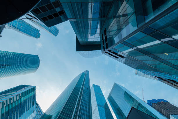 istock Skyscrapers in downtown area, bottom view 1193723375