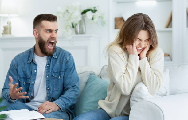 istock Misunderstanding in relationships. Millennial couple quarrelling at home 1193727530