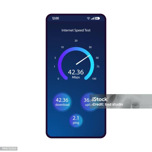 Internet Speed Test Smartphone Interface Vector Template Stock ...