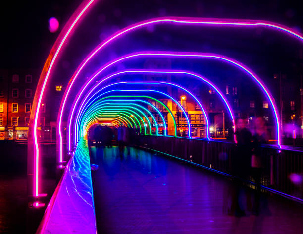 dublin w nocy - millennium footbridge zdjęcia i obrazy z banku zdjęć