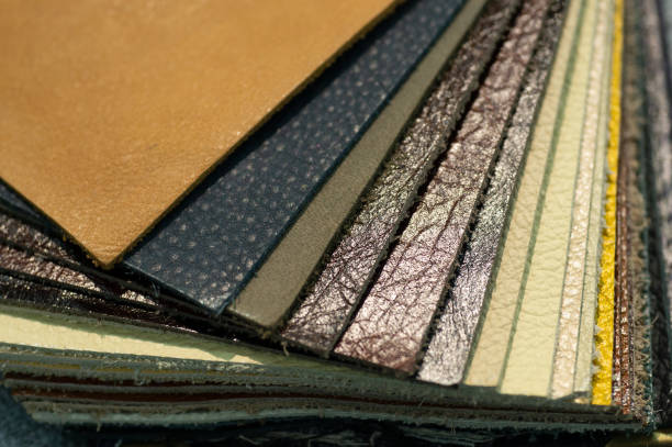 istock Luxury multicolored leather samples close-up. Can be used as background. 1193733295