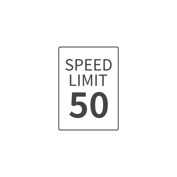 Vector illustration of Vector Speed Limit 50 mph on white isolated background. Layers grouped for easy editing illustration. For your design.