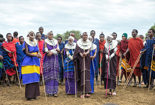 Same, Tanzania, 5th June, 2019: maasai people dancing