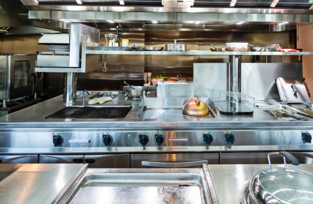 istock Commercial kitchen with stove and tools 1193736469