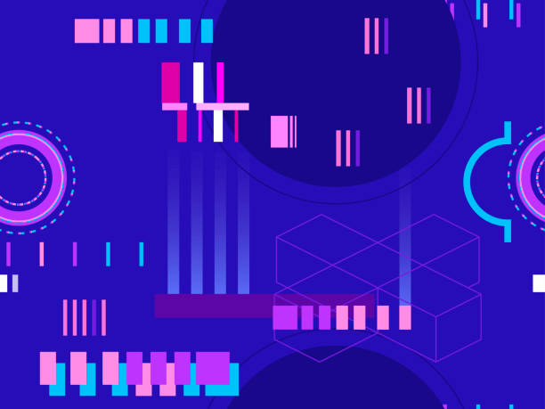 istock Cyberpunk seamless pattern. Retro futurism of the 80s. Signal error, pixel mosaic. Computer screen error. Vector illustration 1193737291