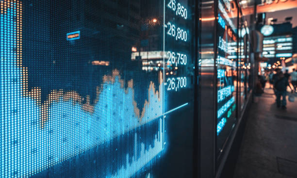 istock Display stock market numbers with graph 1193741964