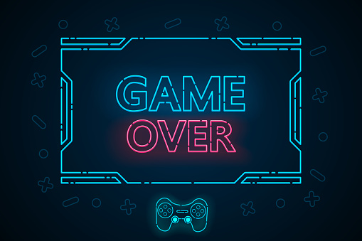 Game over abstract technology interface hud vector design for E sports business.